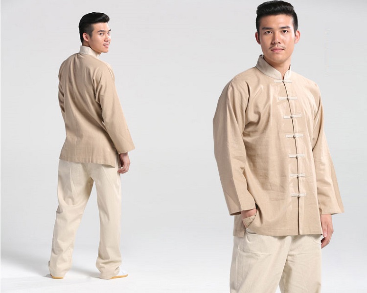 Tai Chi Clothing Flax Light Coffe Jinwu Detail image